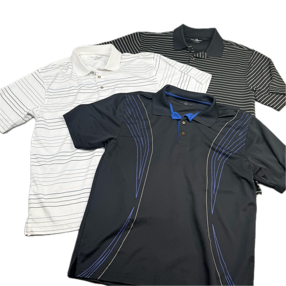 Grand Slam Golf Polo Shirts Mens XL Lot of 3 Striped Performance Short Sleeve